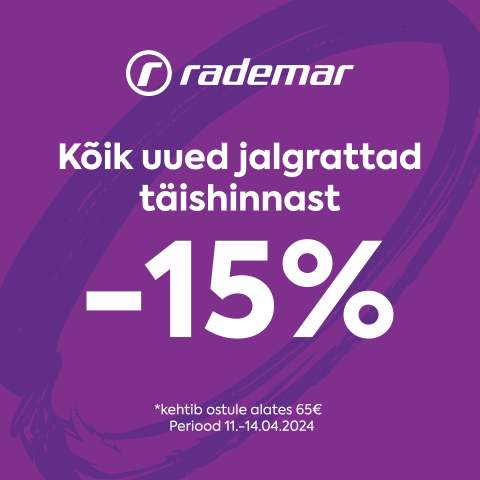 "KÕIK UUED JALGRATTAD TÄISHINNAST -15% "